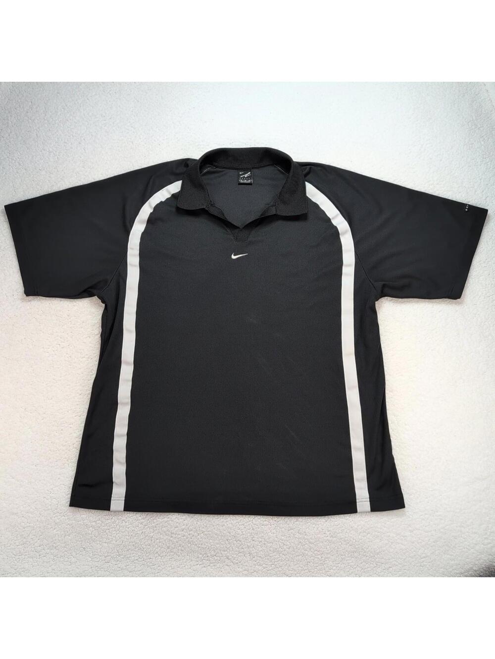 Y2K Nike Andre Agassi Court Tennis Polo Shirt Men's XL Athletic Black RARE VTG